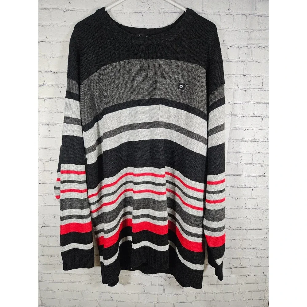 South Pole Mens Authentic Sweater Black‎ Gray Red Knit Sweater Size XXL 2000s
